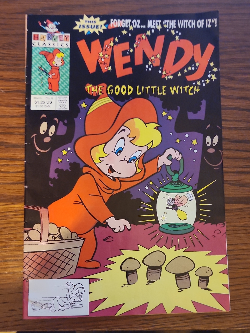 Vendy The Good Little Witch Mixed Media Wall Art - Orange, Purple, Black